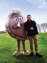 Inset Vinson: with a mascot for Cornish baker and popular pasty maker Rowe’s