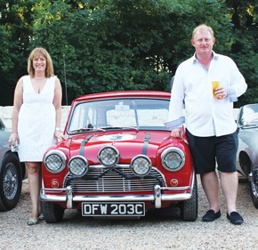 Inset: Peter Marples with wife Sarah at a Radio 2 driving experience in aid of Children in Need