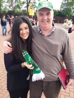 Richard Atkins with daughter Beth at Wembley Stadium watching his beloved Yeovil Town Football Club