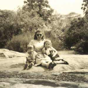 Layzelle with mum Anne and younger sister Sibell (right) by the Tsavo River, Kenya