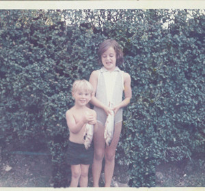 Louise, aged 6, with younger brother James 