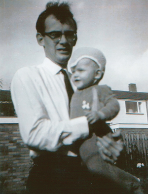 Dawe as a boy with father Roger Dawe