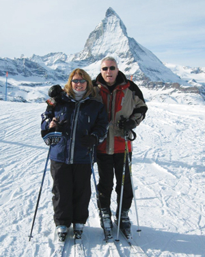 Pember and her husband in Zermatt, in Switzerland