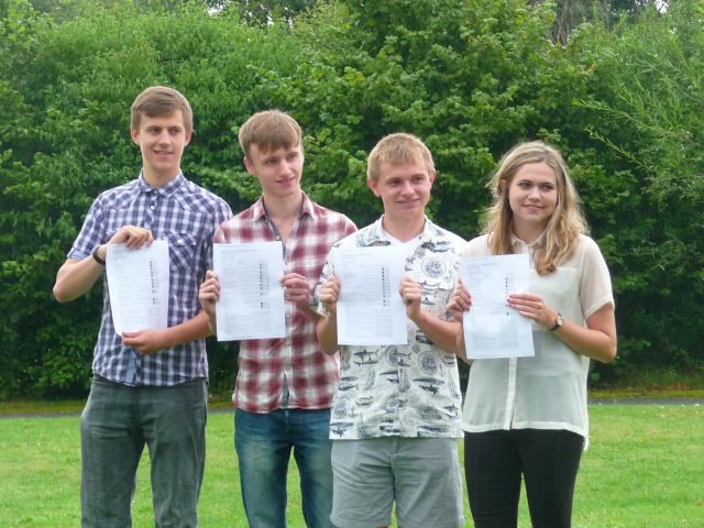 Solihull Sixth Form College A-level achievers Duncan Calvert, Alex Fergusson Liam Clarke and Kirsty Mears