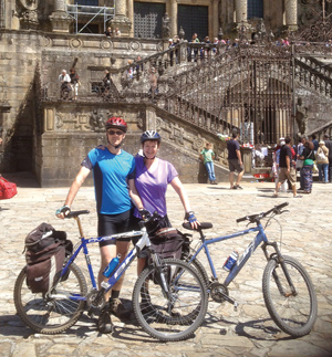 Westerman with husband Martin after cycling the Camino de Santiago in Spain in 2013