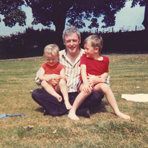 Carberry (right) with his father, Tom, and younger brother Graham in 1983