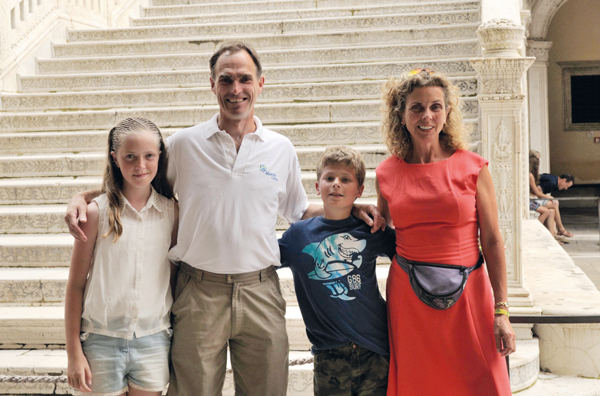 From left: Haze’s, daughter Kat, husband Colin, son Alex and Haze at Doge’s Palace in Venice