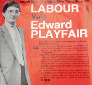 Playfair’s campaign poster when he ran for Parliament in 1993