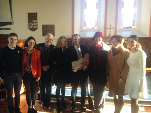 Clockwise from top: from left: McNally’s half-brother Mark, stepmother Jackie, father John, sister Jennifer, brother Hugh, baby nephew Will, aunt Margaret, McNally and her sister-in-law Gill