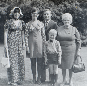 From left: Eeles’s Auntie Pam, mother Joan, father Ken, Eeles, aged six and his nan Winifred