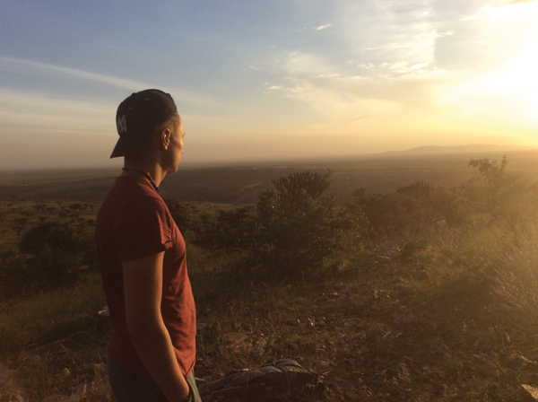 Learner Faustas Elenbergas watches the sunset on an inspirational trip to Tanzania