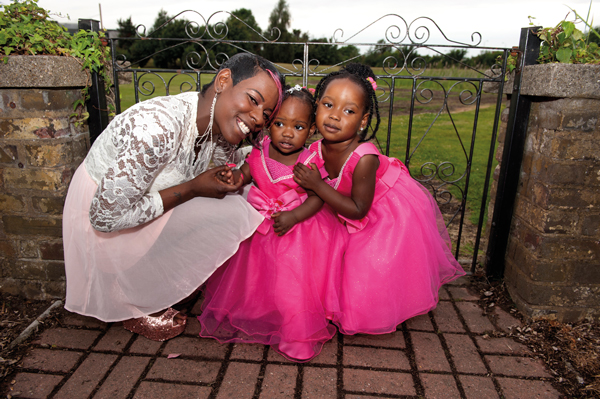 From left: Shakira Martin with daughters Kiara, aged two, and Kai’shay, four 