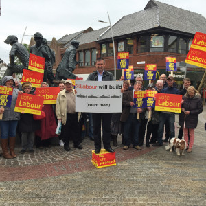 Woodcock campaigns in Barrow and Furness town centre for the 2015 general election