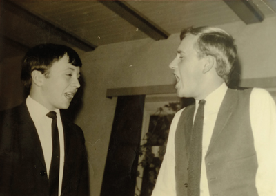 Cragg (right) sings with a friend while working in Germany in 1968 