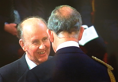 Prince Charles awards Cragg his OBE at Buckingham Palace in 2008 for services to training and to education. In 2012 he also received a CBE for services to education and skills