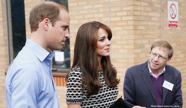 The Duke and Duchess of Cambridge visit Harrow College with Mind chief executive Paul Farmer