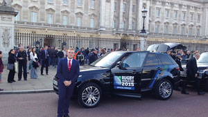 Matty outside Buckingham Palace before he met the royal family