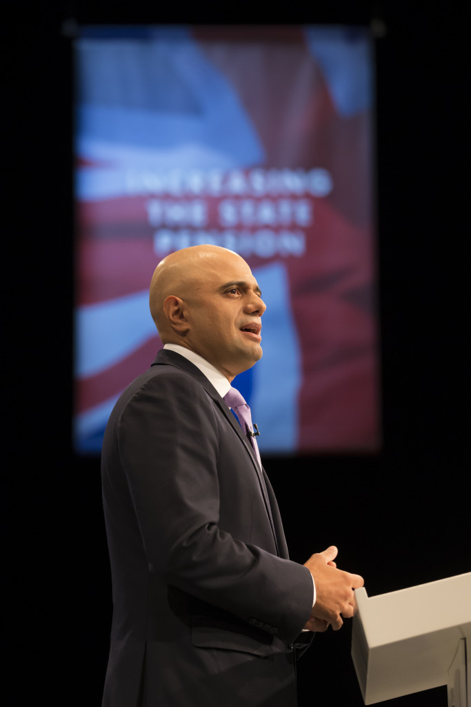 Business Secretary Sajid Javid speaks at Conservative Party Conference Pic: PA Photo/Jon Super