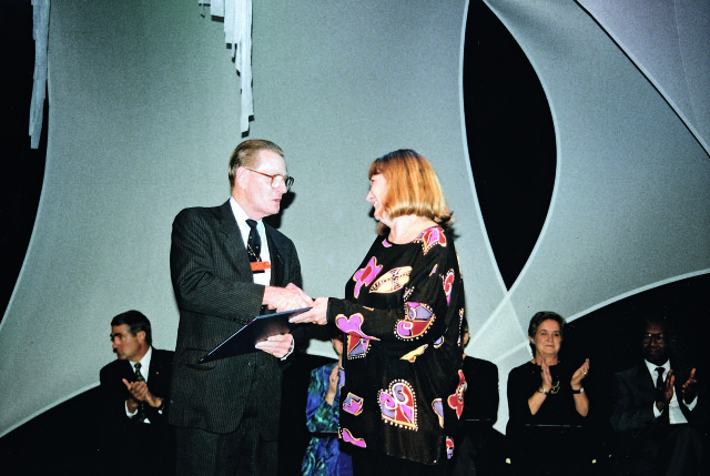 Morpeth at the Commonwealth of Learning conference in Durban where she was awarded an Honorary Fellowship in 2002