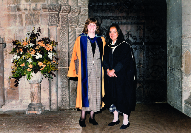 Morpeth at her degree ceremony at Ely Cathedral with Helen Lentell being awarded an Honorary Doctorate for her contribution to distance learning in 1994