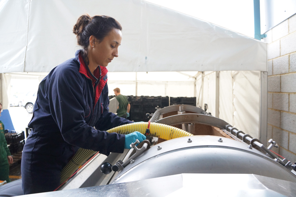 Viticulture and oenology graduate Inma Ollero-Bianchi making Plumpton wine at the college