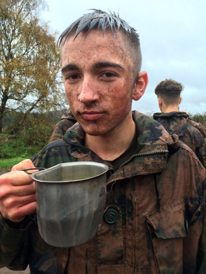  Learner Alex Gleave, aged 17, getting some well-earned refreshment after one of the challenges