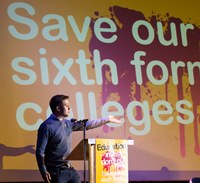 Owen Jones. NUT 6th form College strike against Government cuts to sixth form college funding. London. © Jess Hurd/reportdigital.co.uk