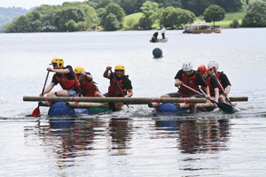 Apprentices go rafting in the mission  accomplishment task at the Brathay challenge