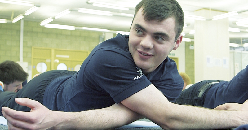 Wall and floor tiling competitor Kieran Magee aged 19 crosses to new found relaxation