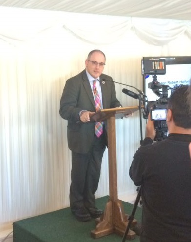 Robert Halfon speaking at the EuroSkills Team UK send off event