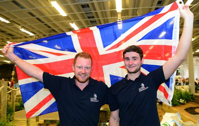 Landscape gardening gold medallists Adam Ferguson (left) and Will Burberry (right)