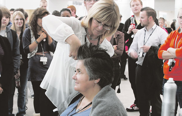 West Cheshire College break world record for most Mohican haircuts in a room West Cheshire College break world record for most Mohican haircuts in a room