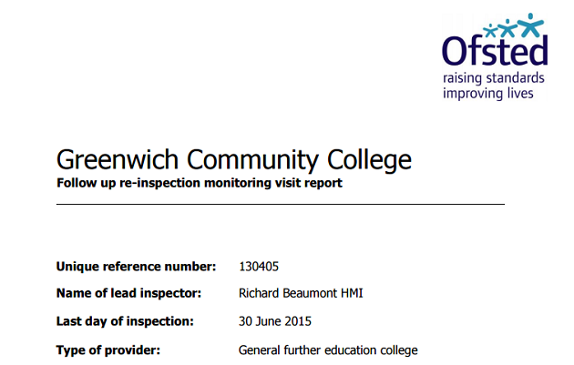 Cash-strapped Greenwich Community College making 'reasonable progress' eight months after inadequate blow Cash-strapped Greenwich Community College making 'reasonable progress' eight months after inadequate blow