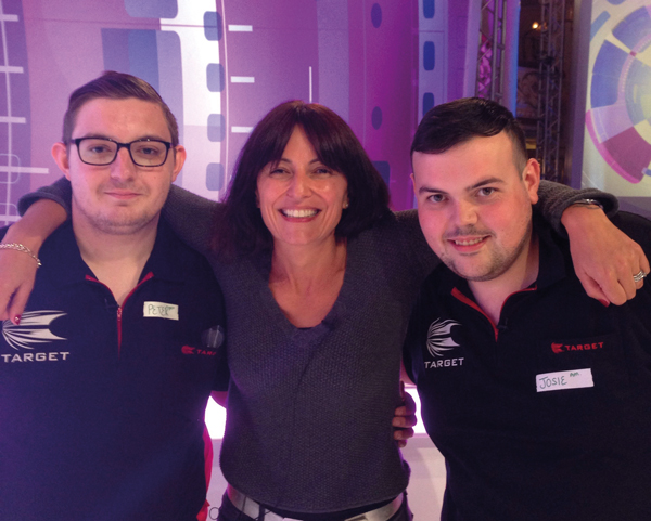 Stockport College learners' bullseye with TV star Davina McCall and cricketer Freddie Flintoff Stockport College learners' bullseye with TV star Davina McCall and cricketer Freddie Flintoff