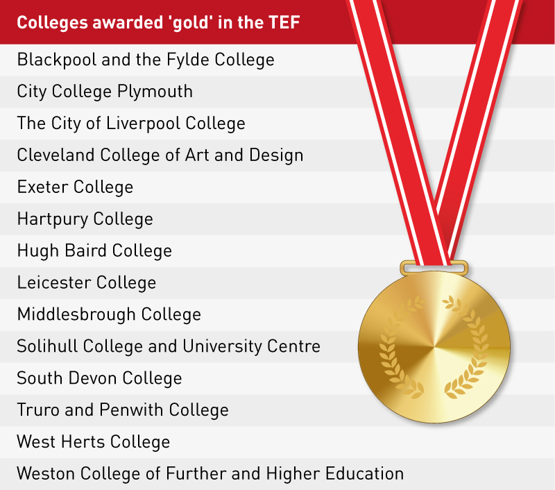Gold standard for 14 colleges with HE teaching Gold standard for 14 colleges with HE teaching