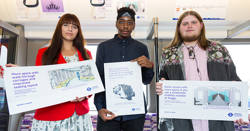 Five design students will have their work displayed on London's new Elizabeth line trains Five design students will have their work displayed on London's new Elizabeth line trains