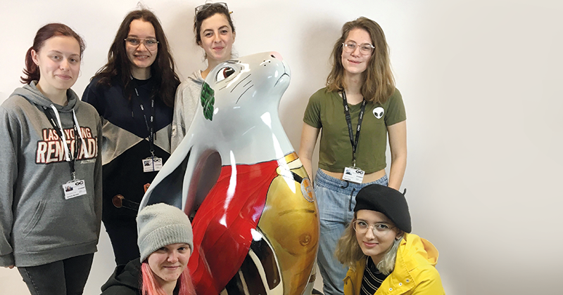 Four 5ft hare statues painted by Gloucestershire College students for annual Cotswold Hare Trail Four 5ft hare statues painted by Gloucestershire College students for annual Cotswold Hare Trail