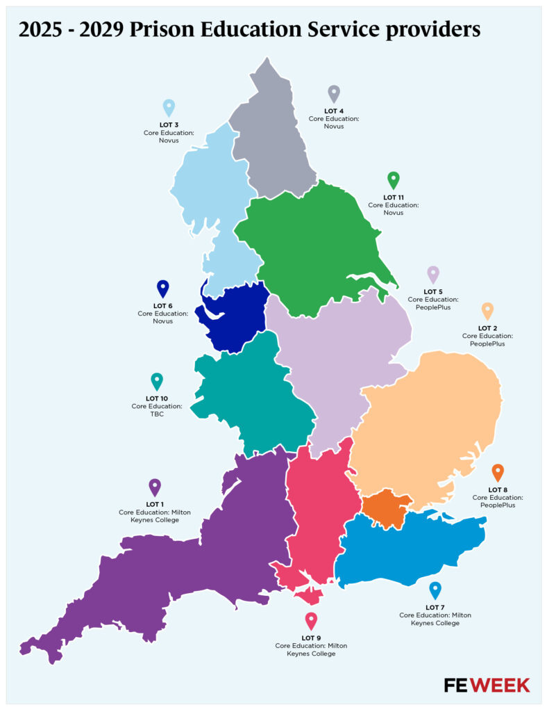 2025 - 2029 Prison Education Service providers map | FE Week
